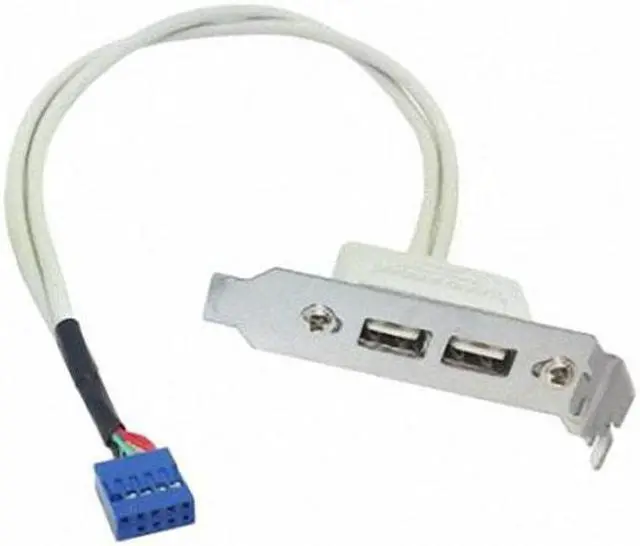 Alt view image 3 of 7 - Chenyang Cable Low Profile 8cm Height USB 2.0 Female Back panel to Motherboard 9pin cable with PCI bracket 30cm