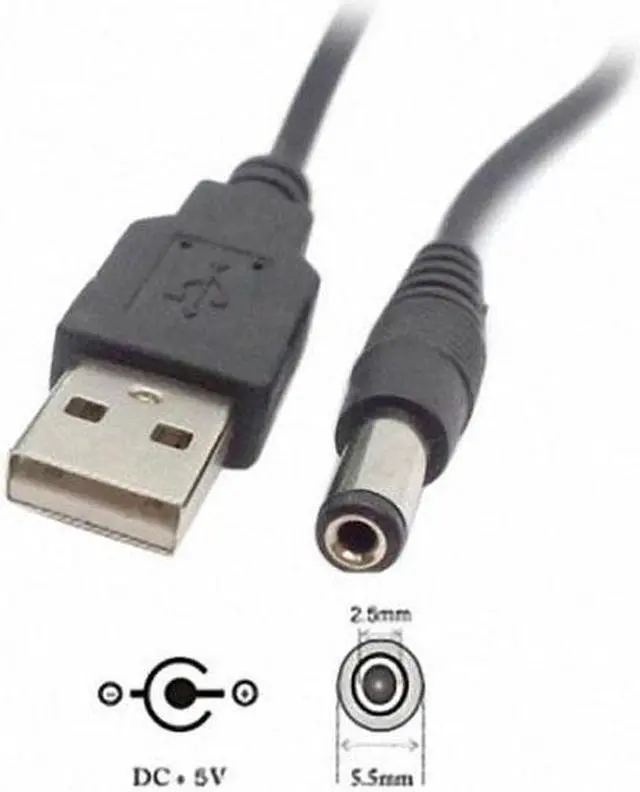 Main image of Shenzhong USB 2.0 A Type Male to 5.5 x 2.5mm DC 5V Power Plug Barrel Connector Charge Cable 100cm