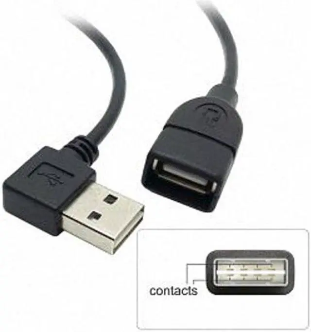 Alt view image 6 of 7 - Chenyang Cable USB 2.0 Male to Female Extension Cable 100cm Reversible Design Left & Right Angled 90 Degree