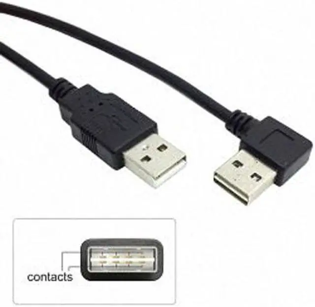 Main image of Cablecc CY U2-061-RI-1.0M USB 2.0 Male to Male Data Cable 100cm Reversible Design LeftRight Angled 90 Degree