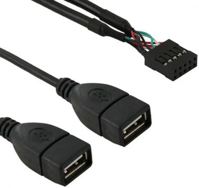 Alt view image 5 of 7 - Chenyang Cable 10 Pin Motherboard Female Header to Dual USB 2.0 Female Adapter Cable 50cm