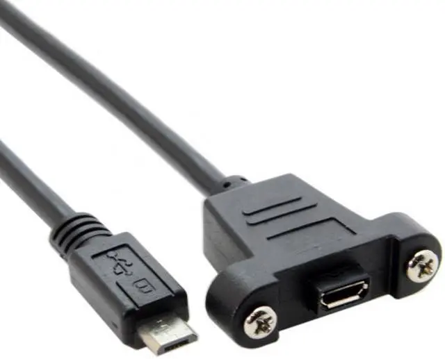 Alt view image 7 of 7 - Chenyang Cable 5m Micro USB 5Pin Male to Female Extension Panel Mount Type Cable with Screws