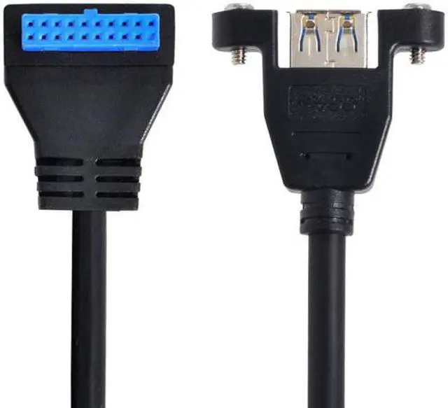 Alt view image 6 of 6 - Chenyang Cable USB 3.0 Single Port A Female Screw Mount Type to Up Angled Motherboard 20pin Header Cable 90 Degree