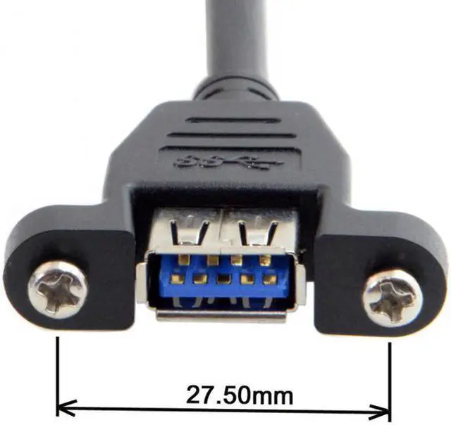 Alt view image 3 of 6 - Chenyang Cable USB 3.0 Single Port A Female Screw Mount Type to Up Angled Motherboard 20pin Header Cable 90 Degree