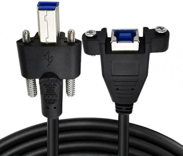 Main image of HKCY U3-007-0.5M Dual Thumbscrews USB 3.0 Back Panel Mount B Male to Female B Type Extension Cable 0.5m