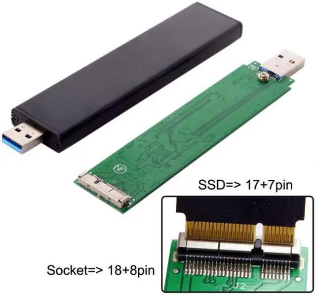 Alt view image 5 of 7 - Jimier CY U3-015 USB 3.0 Male to 17+7pin SSD HDD Hard Disk Cartridge Drive for 2012 Macbook Air A1465 A1466