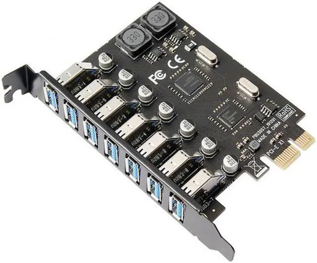Alt view image 2 of 7 - CYSM 7 Ports PCI-E to USB 3.0 HUB PCI Express Expansion Card Adapter 5Gbps for Motherboard