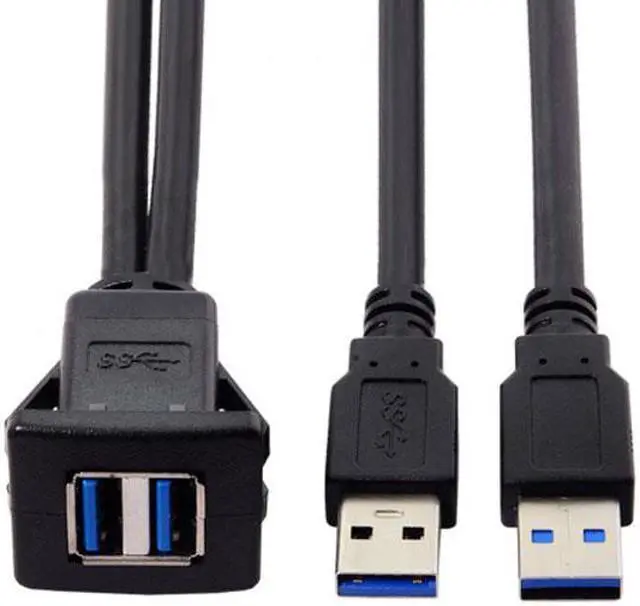 Main image of Jimier CY U3-030-2P 1m Waterproof Dual USB 3.0 Extension Latch Mount Car AUX Cable for Dashboard Panel