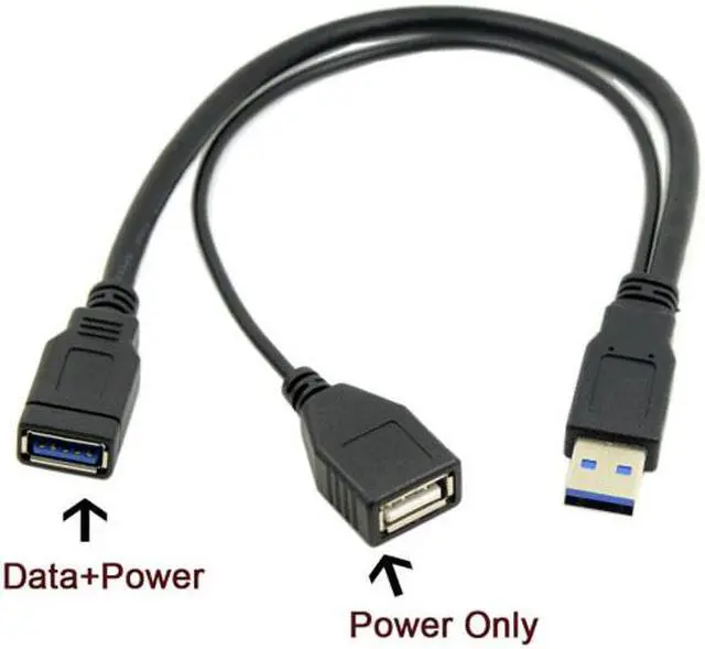 Alt view image 5 of 5 - Chenyang U3-041 Black USB 3.0 Male to Dual USB Female Extra Power Data Y Extension Cable for 2.5" Mobile Hard Disk