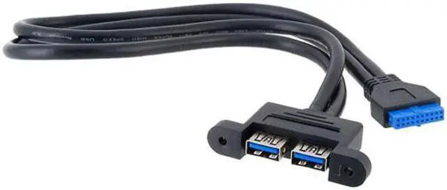 Alt view image 5 of 7 - Chenyang Cable Dual Port USB 3.0 Female Panel Type to Motherboard 20Pin Header cable 50cm