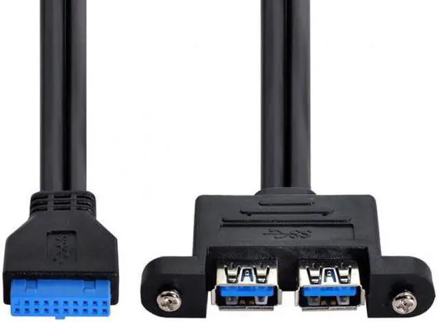 Alt view image 3 of 7 - Chenyang Cable Dual Port USB 3.0 Female Panel Type to Motherboard 20Pin Header cable 50cm