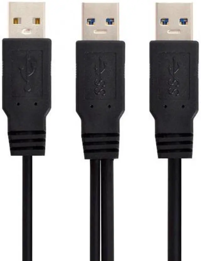 Alt view image 4 of 7 - Chenyang U3-072 super speed USB 3.0 power Y cable two A Male to USB Male for external Hard Disk