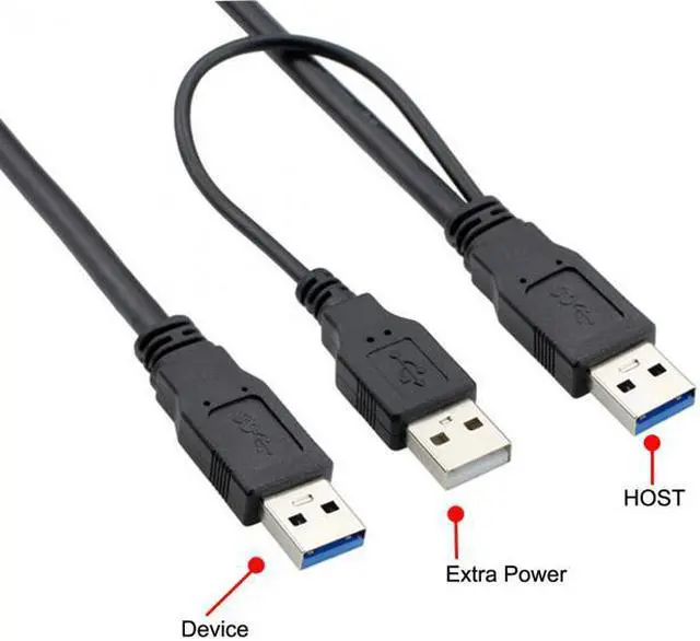 Alt view image 6 of 7 - Chenyang U3-072 super speed USB 3.0 power Y cable two A Male to USB Male for external Hard Disk