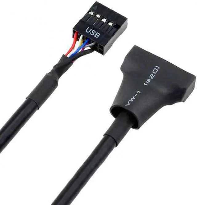 Alt view image 3 of 6 - Chenyang Cable USB 2.0 9Pin Motherboard Housing Male to USB 3.0 20pin Header Device Female Cable