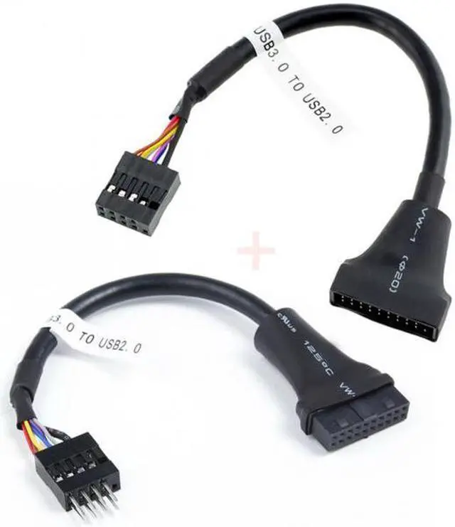 Alt view image 6 of 6 - Chenyang Cable 2pcs USB 2.0 9Pin to USB 3.0 20pin Housing Header Female Cable Reversible for Motherboard