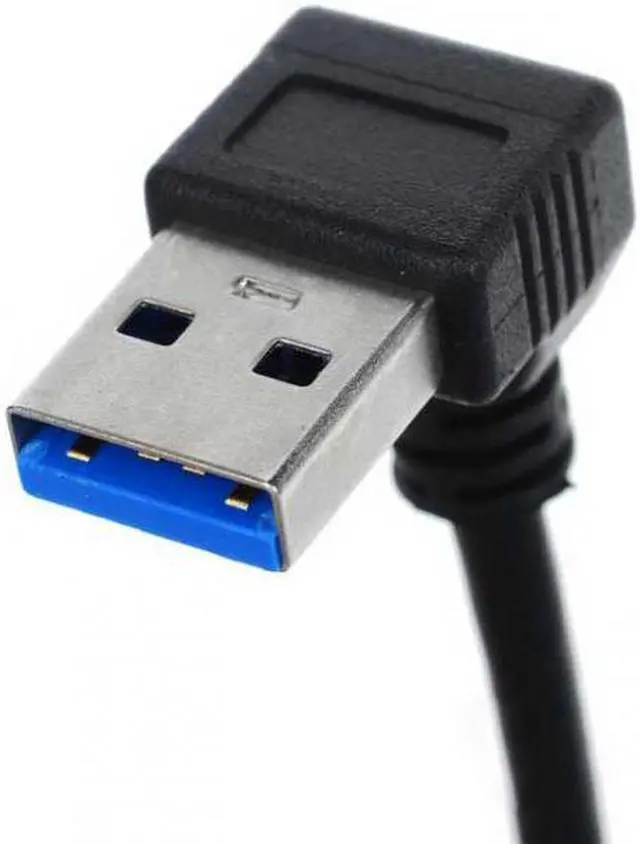 Alt view image 3 of 7 - Chenyang Cable Down Direction Right Angled 90 Degree USB 3.0 A plug to Micro B Plug Left Angled locking screws Panel Cable 40cm