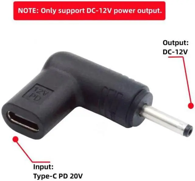 Alt view image 5 of 7 - CY USB 3.1 Type C USB-C Female to DC 12V 3.0x1.1mm Plug Adapter PD Emulator Trigger 90 Degree Angled
