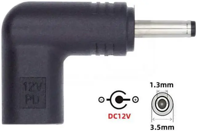 Alt view image 5 of 7 - FVH USB 3.1 Type C USB-C Female to DC 12V 3.5x1.3mm Plug Adapter PD Emulator Trigger 90 Degree Angled