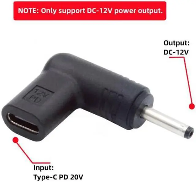 Alt view image 6 of 7 - FVH USB 3.1 Type C USB-C Female to DC 12V 3.5x1.3mm Plug Adapter PD Emulator Trigger 90 Degree Angled