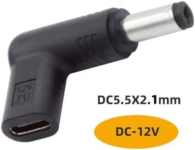 Main image of Cablecc CY UC-090-5521MM USB 3.1 Type C USB-C Female to DC 12V 5.5x2.1mm Plug Adapter PD Emulator Trigger 90 Degree Angled