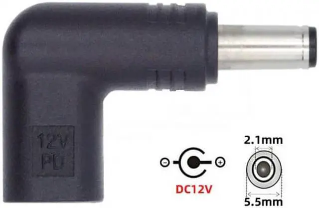 Alt view image 5 of 7 - Cablecc CY UC-090-5521MM USB 3.1 Type C USB-C Female to DC 12V 5.5x2.1mm Plug Adapter PD Emulator Trigger 90 Degree Angled