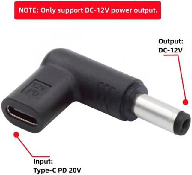 Alt view image 6 of 7 - Cablecc CY UC-090-5521MM USB 3.1 Type C USB-C Female to DC 12V 5.5x2.1mm Plug Adapter PD Emulator Trigger 90 Degree Angled