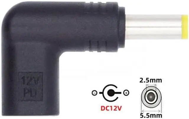 Alt view image 5 of 7 - FVH CY UC-090-5525MM USB 3.1 Type C USB-C Female to DC 12V 5.5x2.5mm Plug Adapter PD Emulator Trigger 90 Degree Angled