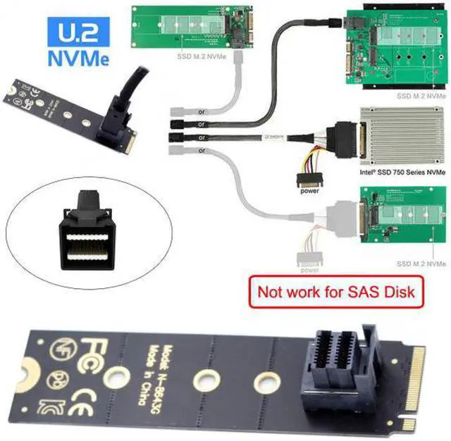 Alt view image 5 of 7 - HKCY SF-094-BK 22x80mm U.2 Kit SFF-8639 NVME PCIe4.0 SSD Adapter for Mainboard SSD 750 p3600 p3700 M.2 SFF-8643 Mini SAS HD