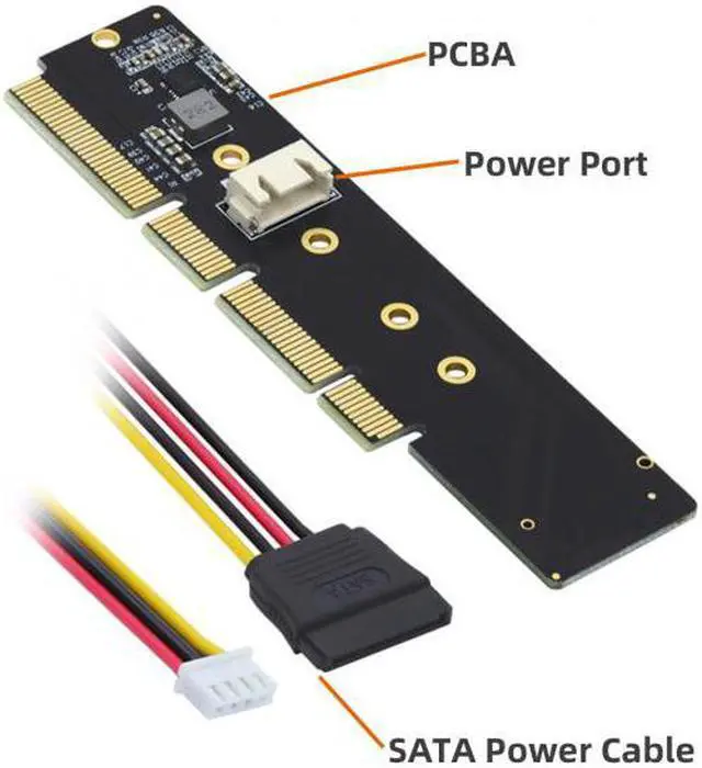 Alt view image 4 of 7 - Jimier CY SA-048 NGFF M.2 M-key NVME AHCI SSD to PCI-E 3.0 16X 8X 4X Power Adapter Low Profile Height 3cm for 110mm 80mm SSD 1U Server