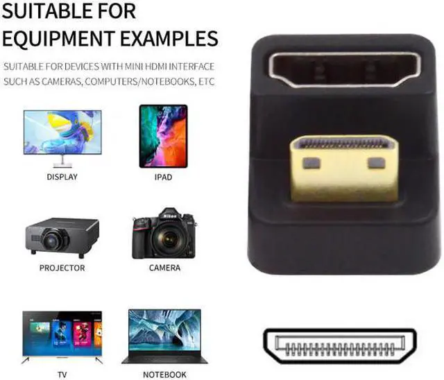 Alt view image 4 of 7 - CY 360 Degree Down Opposite U Shape Back Angled Mini HDMI 1.4 Male to HDMI Female Extension Adapter Converter