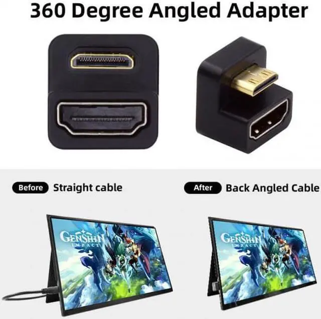 Alt view image 5 of 7 - Jimier 360 Degree Up Opposite U Shape Back Angled Mini HDMI 1.4 Male to HDMI Female Extension Adapter Converter