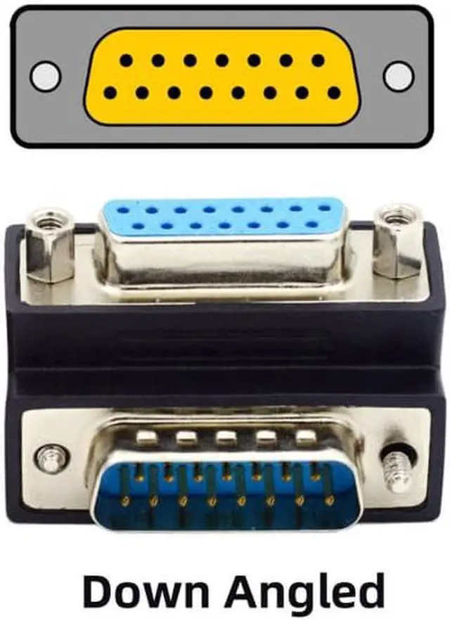 Alt view image 4 of 6 - Jimier Down 90 Degree Angled DSUB D-subminiature 15pin Male to Female Extension Adapter DB Connector