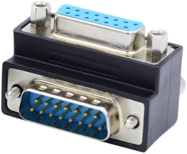 Alt view image 2 of 6 - Jimier Down 90 Degree Angled DSUB D-subminiature 15pin Male to Female Extension Adapter DB Connector