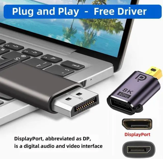 Alt view image 4 of 7 - Xiwai Mini DisplayPort 1.4 Male to DP Female 8K 60hz Adapter Ultra-HD UHD 4K 144hz 7680*4320 for Video PC Laptop Monitor