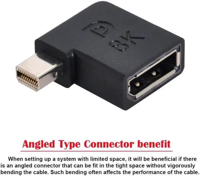 Alt view image 5 of 7 - HKCY Angled Mini DisplayPort 1.4 Male to DP Female 8K 60hz Adapter Ultra-HD UHD 4K 144hz 7680*4320 for Video PC Laptop Monitor