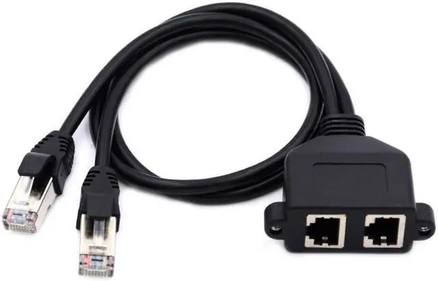 Alt view image 2 of 7 - Jimier Dual Ports UTP Cat6 Male to Female Lan Ethernet Network Extension Cable 8P8C FTP STP with Panel Mount Holes