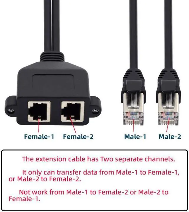 Alt view image 3 of 7 - Jimier Dual Ports UTP Cat6 Male to Female Lan Ethernet Network Extension Cable 8P8C FTP STP with Panel Mount Holes
