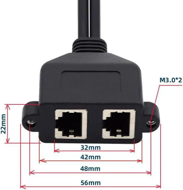 Alt view image 4 of 7 - Jimier Dual Ports UTP Cat6 Male to Female Lan Ethernet Network Extension Cable 8P8C FTP STP with Panel Mount Holes