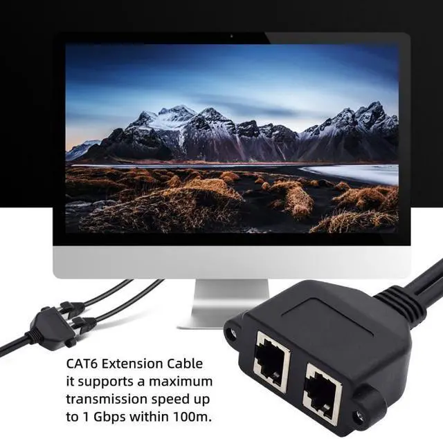 Alt view image 5 of 7 - Jimier Dual Ports UTP Cat6 Male to Female Lan Ethernet Network Extension Cable 8P8C FTP STP with Panel Mount Holes