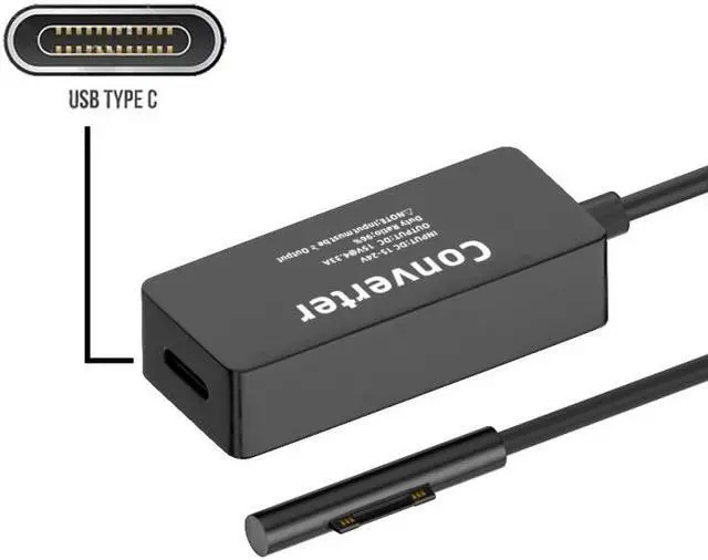 Main image of Jimier Type-C USB-C Female 65W DC 15V to Surface Pro3 Pro4 Pro5 Pro6 Pro7 Pro8 Pro9 Book Pro Charge Cable