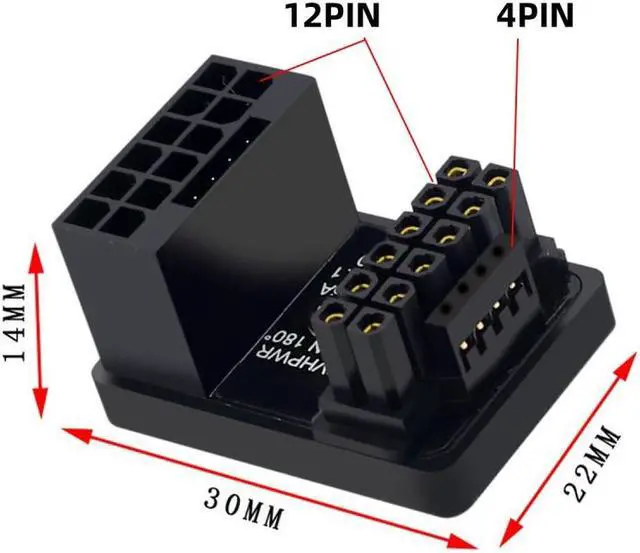 Alt view image 2 of 7 - Jimier 12VHPWR ATX3.0 PCI-E 5.0 Power Modular Adapter Male to Female Up Angled 360 Degree for 4080 5090TI 16Pin 12+4P Graphics Card
