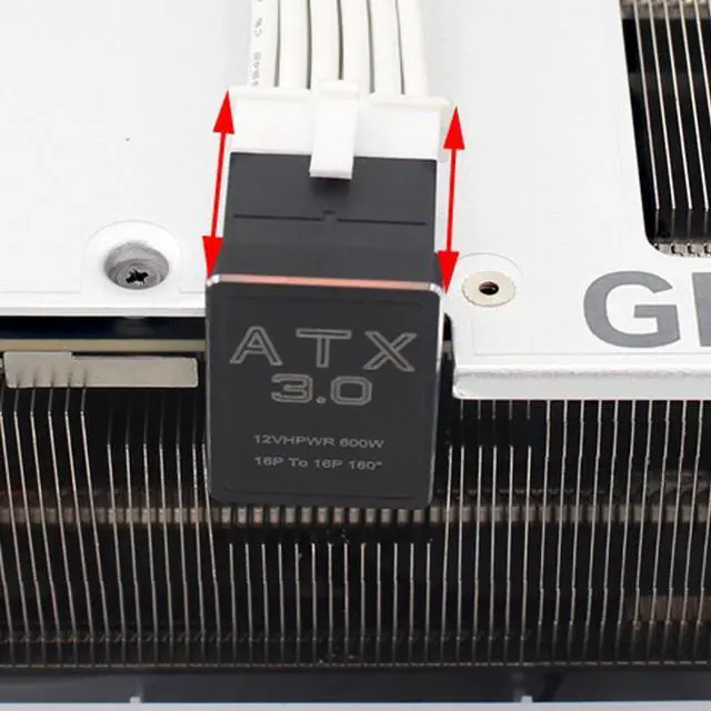 Alt view image 6 of 7 - Jimier 12VHPWR ATX3.0 PCI-E 5.0 Power Modular Adapter Male to Female Up Angled 360 Degree for 4080 5090TI 16Pin 12+4P Graphics Card