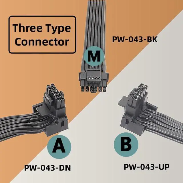 Alt view image 7 of 7 - Jimier 12VHPWR ATX3.0 PCI-E 5.0 Power Modular Cable Male to Female Extension for 3080 3090TI PSU 16Pin 12+4P Graphics Card