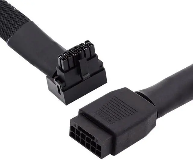 Alt view image 2 of 7 - Jimier 12VHPWR ATX3.0 PCI-E 5.0 Power Modular Cable Male to Female Down Angled 90 Degree Extension for 3080 3090TI PSU 16Pin 12+4P Graphics Card