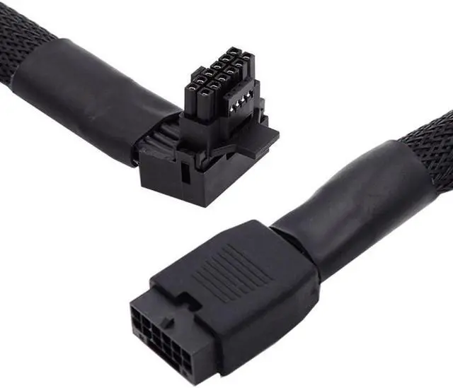 Alt view image 2 of 7 - Jimier 12VHPWR ATX3.0 PCI-E 5.0 Power Modular Cable Male to Female Up Angled 90 Degree Extension for 3080 3090TI PSU 16Pin 12+4P Graphics Card