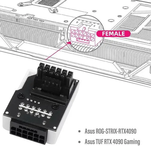 Alt view image 2 of 7 - Cablecc 12VHPWR ATX3.0 PCI-E 5.0 Power Modular Male to Female Adapter Extension Down Angled 90 Degree for 3080 3090TI PSU 16Pin 12+4P Graphics Card