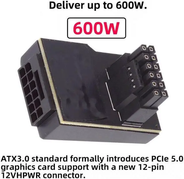 Alt view image 5 of 7 - Cablecc 12VHPWR ATX3.0 PCI-E 5.0 Power Modular Male to Female Adapter Extension Down Angled 90 Degree for 3080 3090TI PSU 16Pin 12+4P Graphics Card