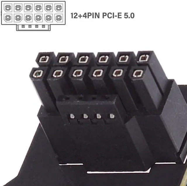 Alt view image 7 of 7 - Cablecc 12VHPWR ATX3.0 PCI-E 5.0 Power Modular Male to Female Adapter Extension Down Angled 90 Degree for 3080 3090TI PSU 16Pin 12+4P Graphics Card