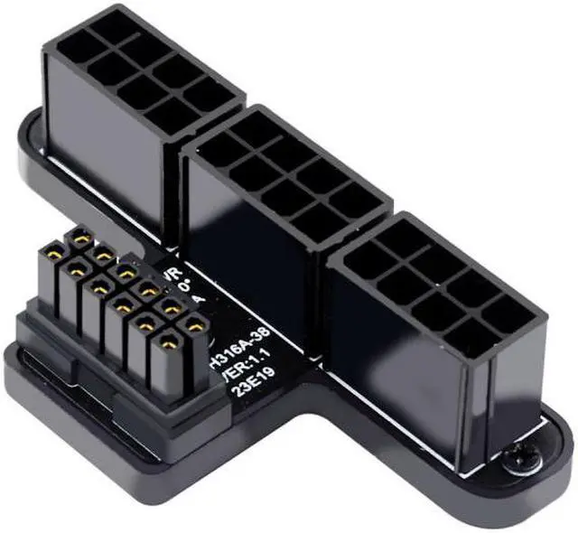 Main image of Jimier 12VHPWR ATX3.0 PCI-E 5.0 Power Modular to Three ATX 8P Adapter for 4080 5090TI 16Pin 12+4P Graphics Card Down Angled 90 Degree