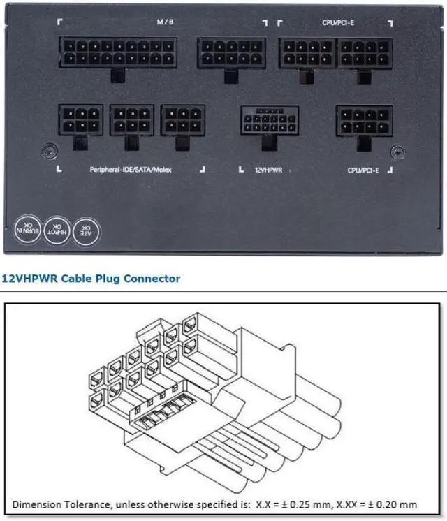 Alt view image 7 of 7 - Chenyang 12VHPWR ATX3.0 PCI-E 5.0 Power Modular to Three ATX 8P Adapter for 4080 5090TI 16Pin 12+4P Graphics Card Up Angled 90 Degree